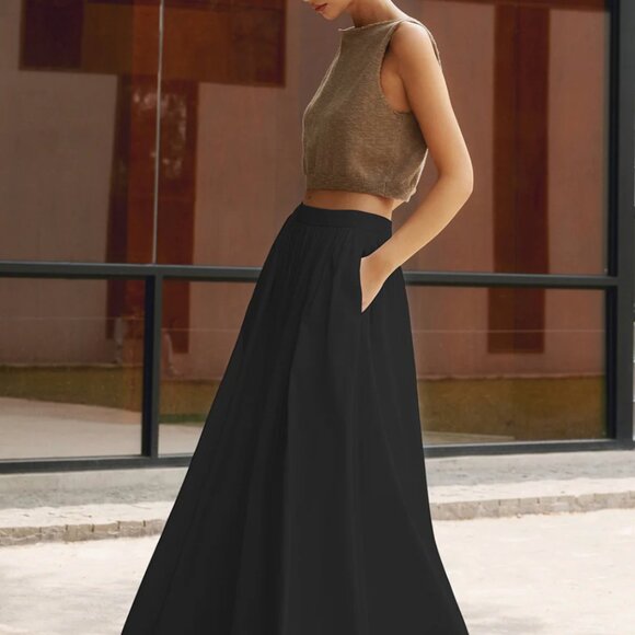 Linen Pleated Maxi Skirt - Picture 5 of 5
